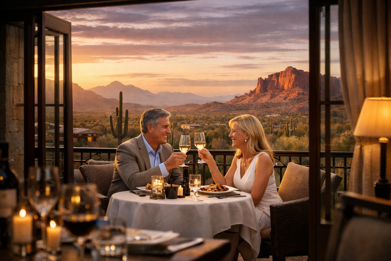 Couple dining at Trilogy